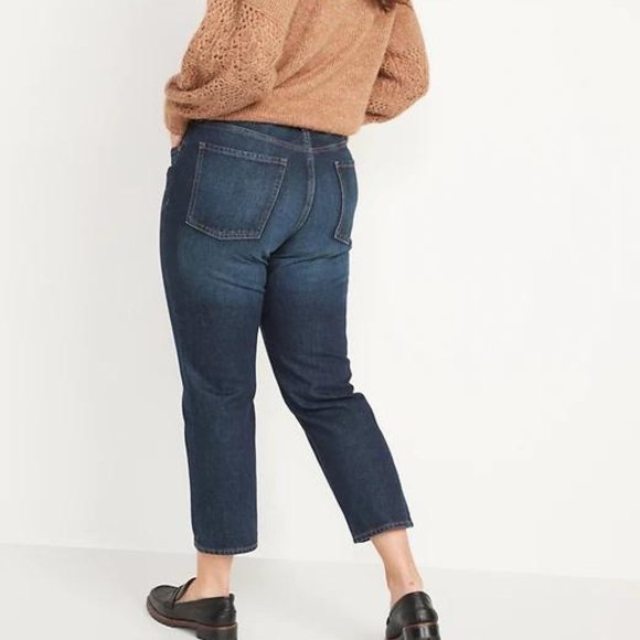 Old Navy High-Waisted Button-Fly Slouchy Straight Cropped Jeans for Women New - Picture 6 of 9